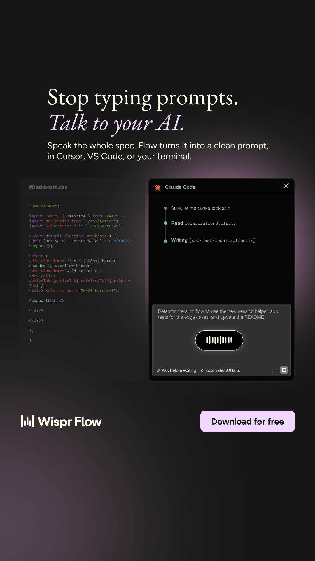 Wispr Flow Facebook ad