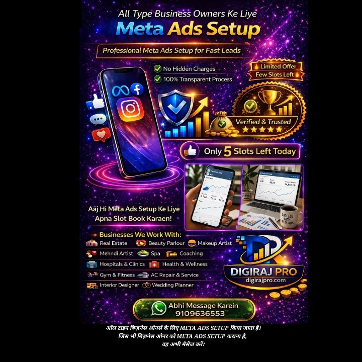 Digirajpro Meta Ads course Facebook ad: Sirf 5 Slot Baaki! Abhi Meta Ads Setup Karwao, अभी Message…