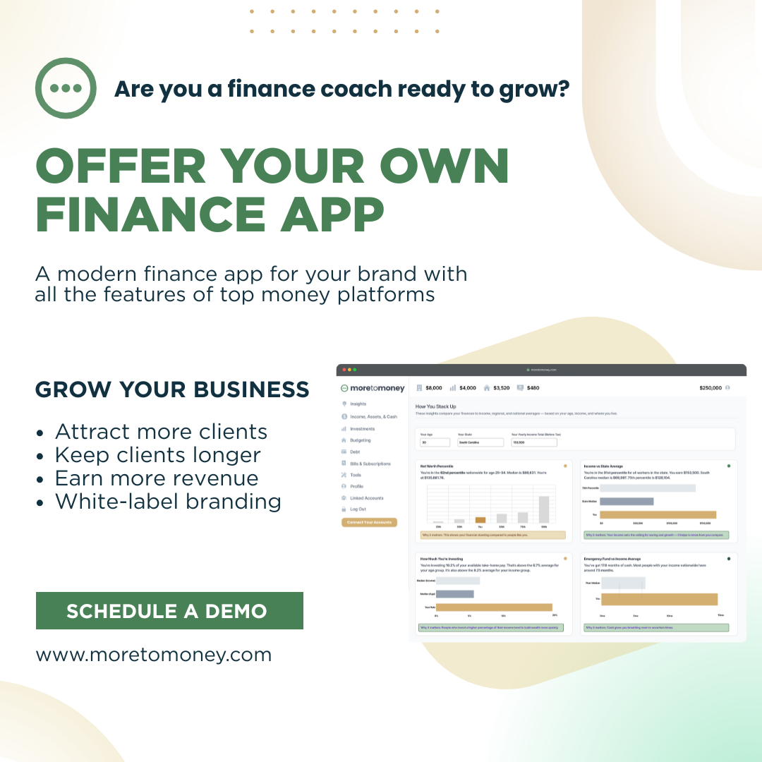 More to Money Facebook ad: White-Label Finance App
