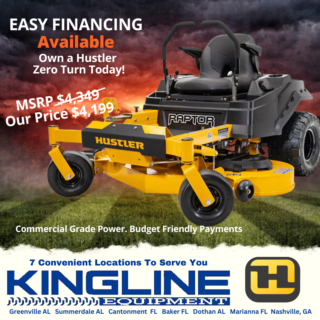 Kingline Equipment Baker FL Facebook ad: Elevate Your Lawn Care Game with Hustler Mowers…