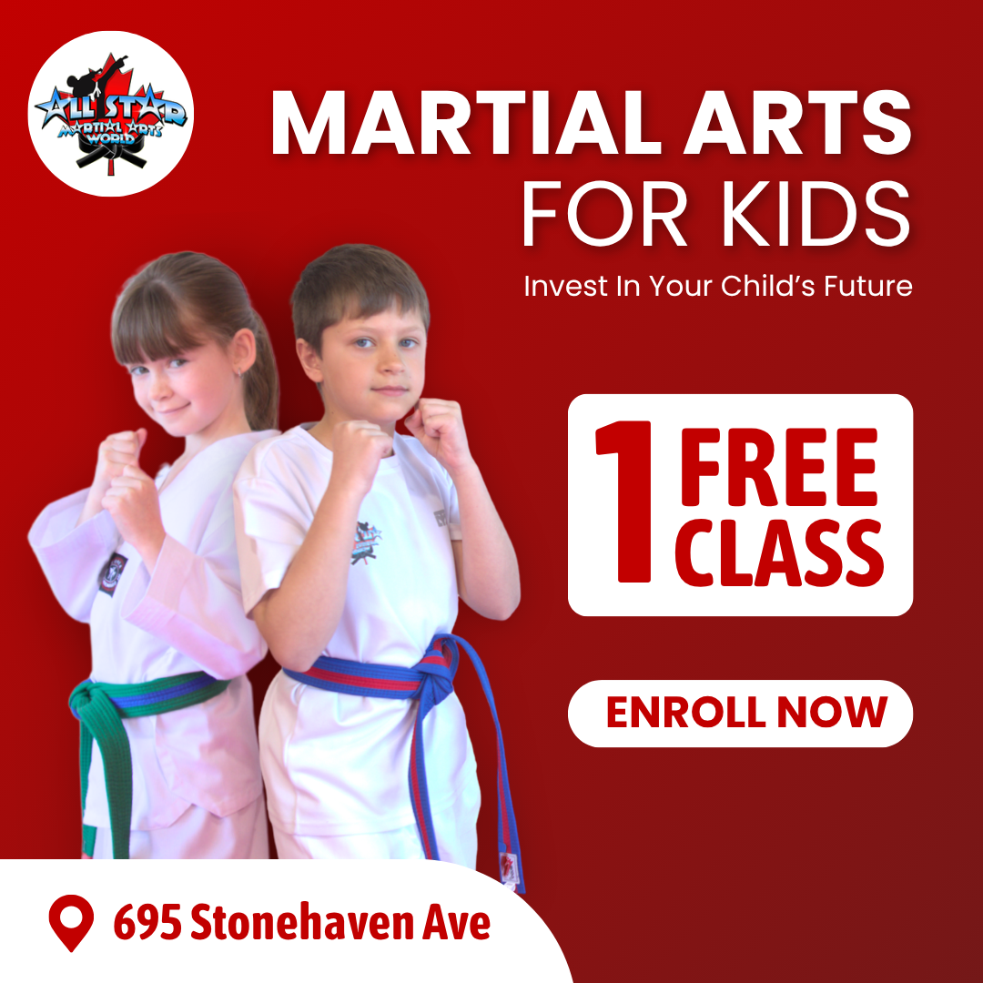 All Star Martial Arts Newmarket Facebook ad: Kids Taekwondo (Ages 4.5+) | Free Trial Pass