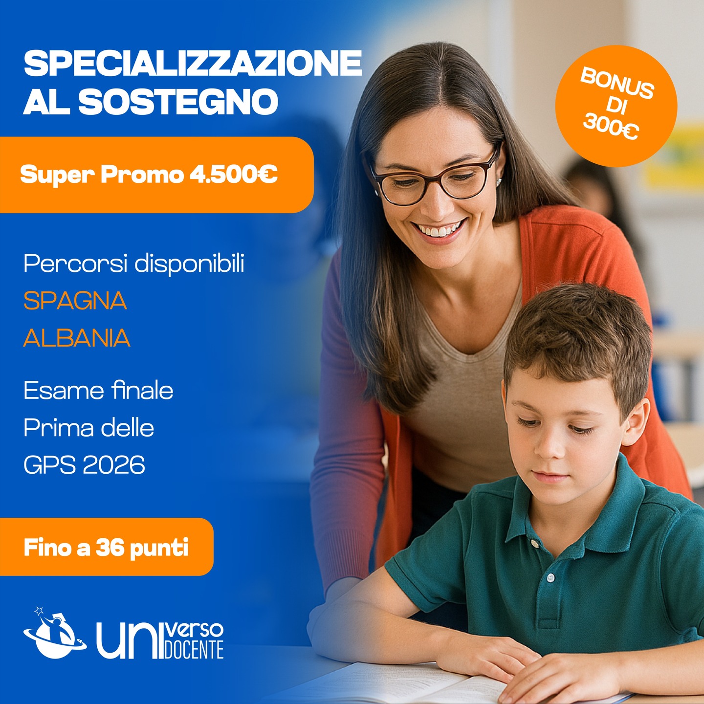 Universo Docente Facebook ad: Specializzazione al Sostegno in SUPER PROMO!