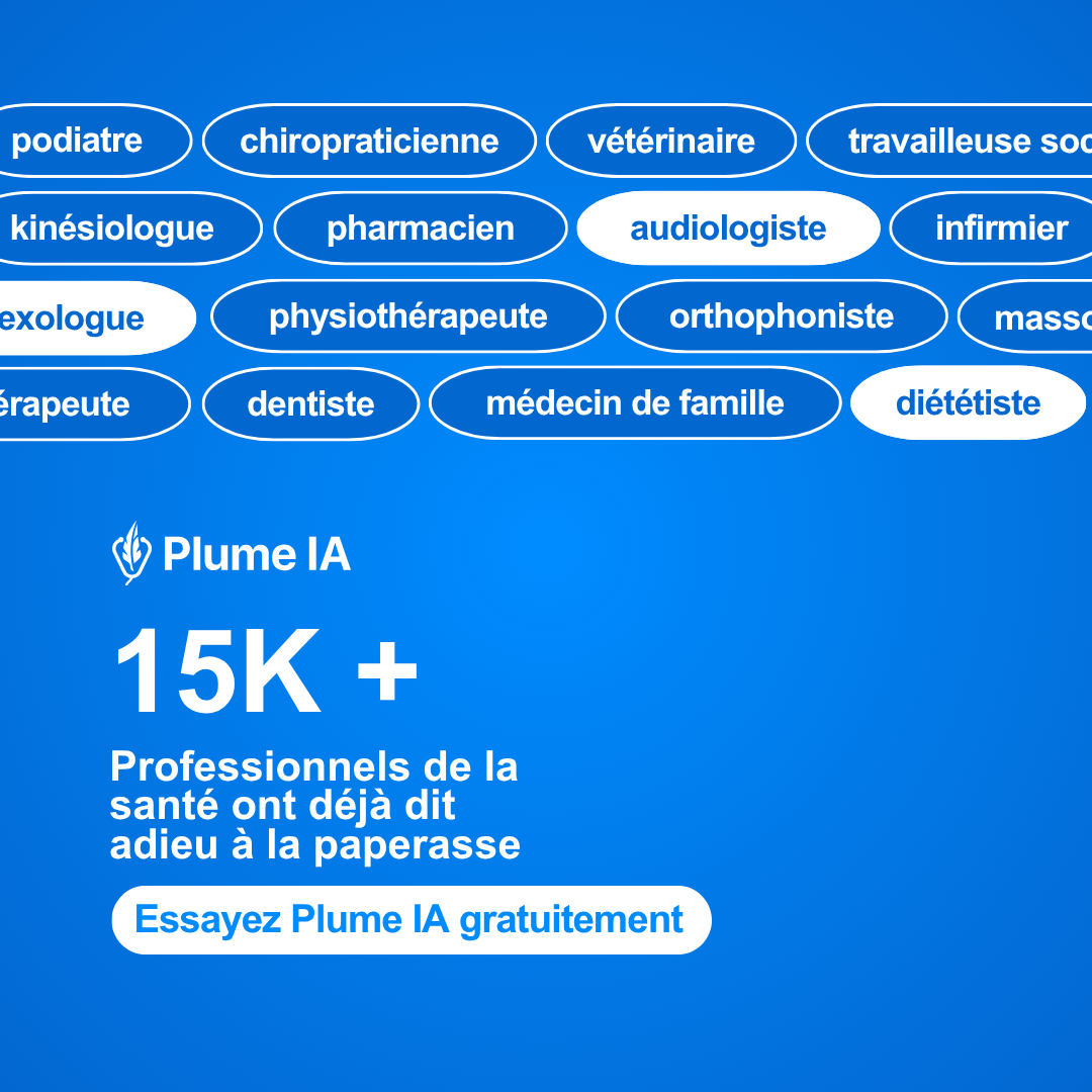 Plume IA Facebook ad: Le scribe IA médical numéro 1 au Québec