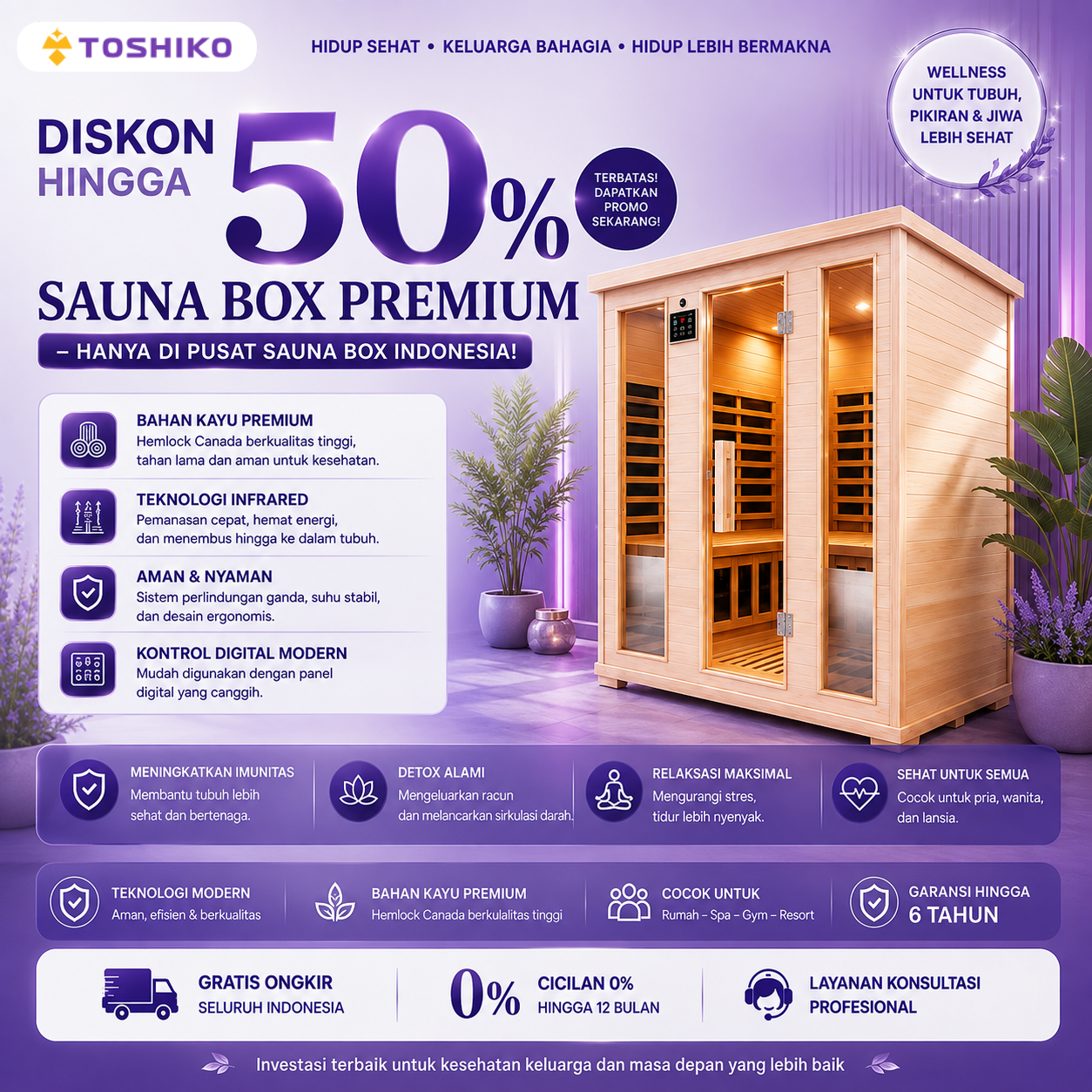 Kotak sauna kayu Hemlock Kanada by Toshiko di Shop House Depoka Facebook ad: Promo terbatas, hubungi sekarang >>