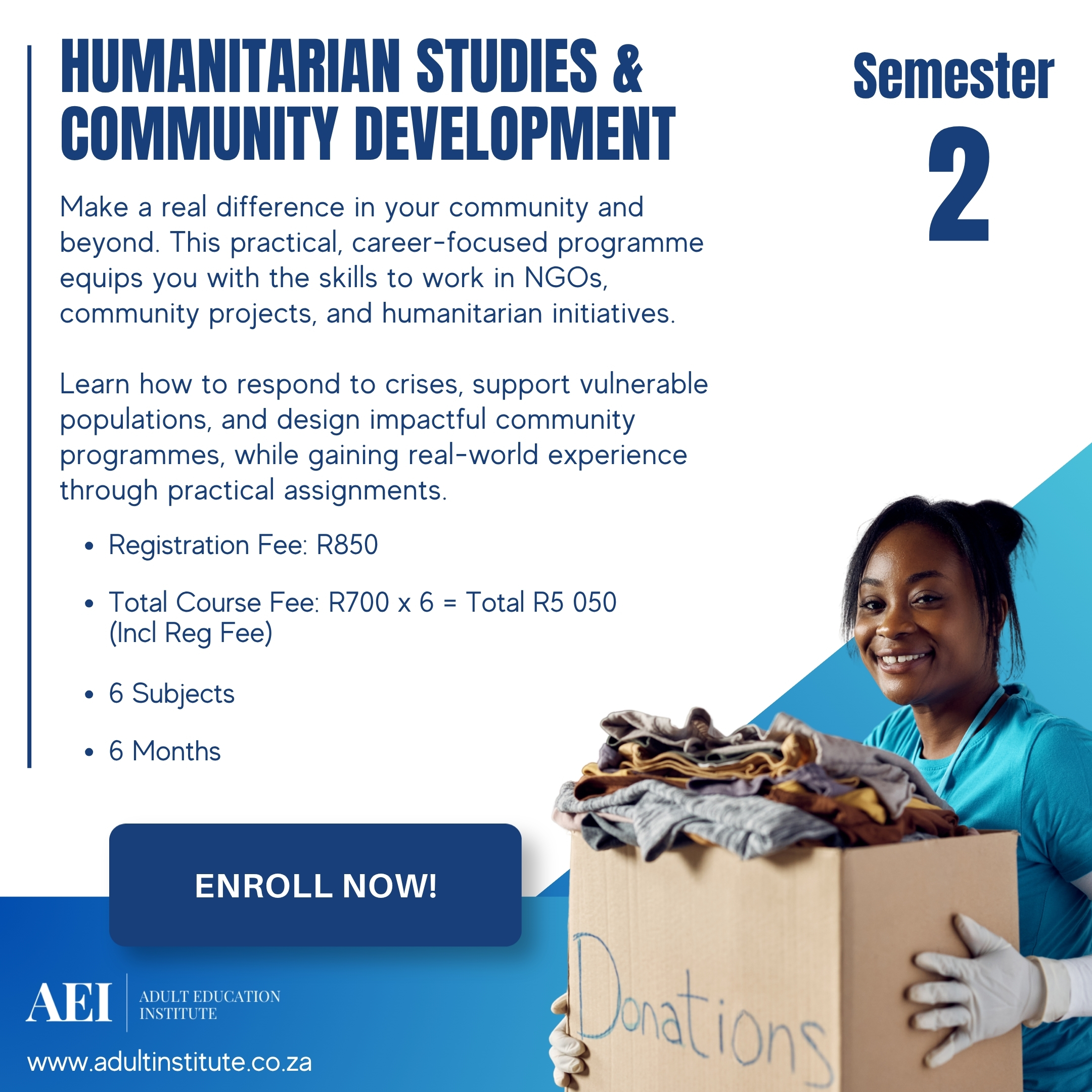 Adult Education Institute Facebook ad: Step into a future of impact with our…