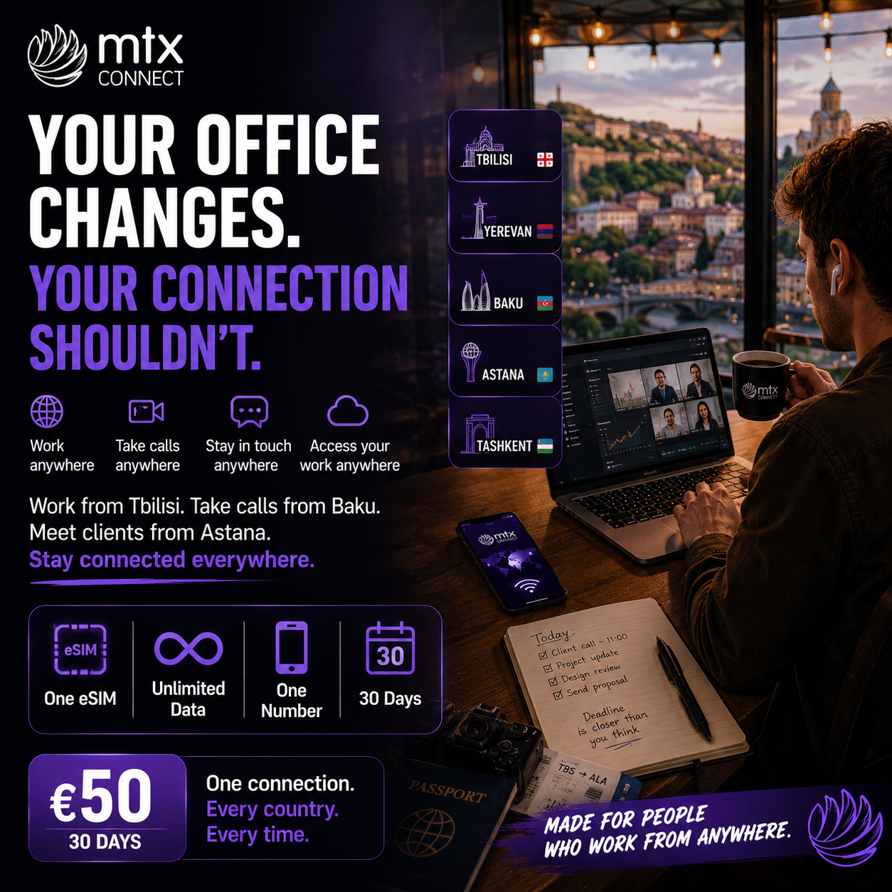 Fast Internet Abroad with MTX Connect Facebook ad