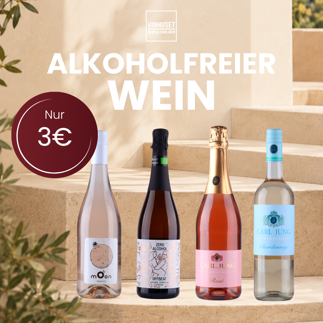 Vinhuset.de Facebook ad: Nur für kurze Zeit Alkoholfreier Wein, 3€