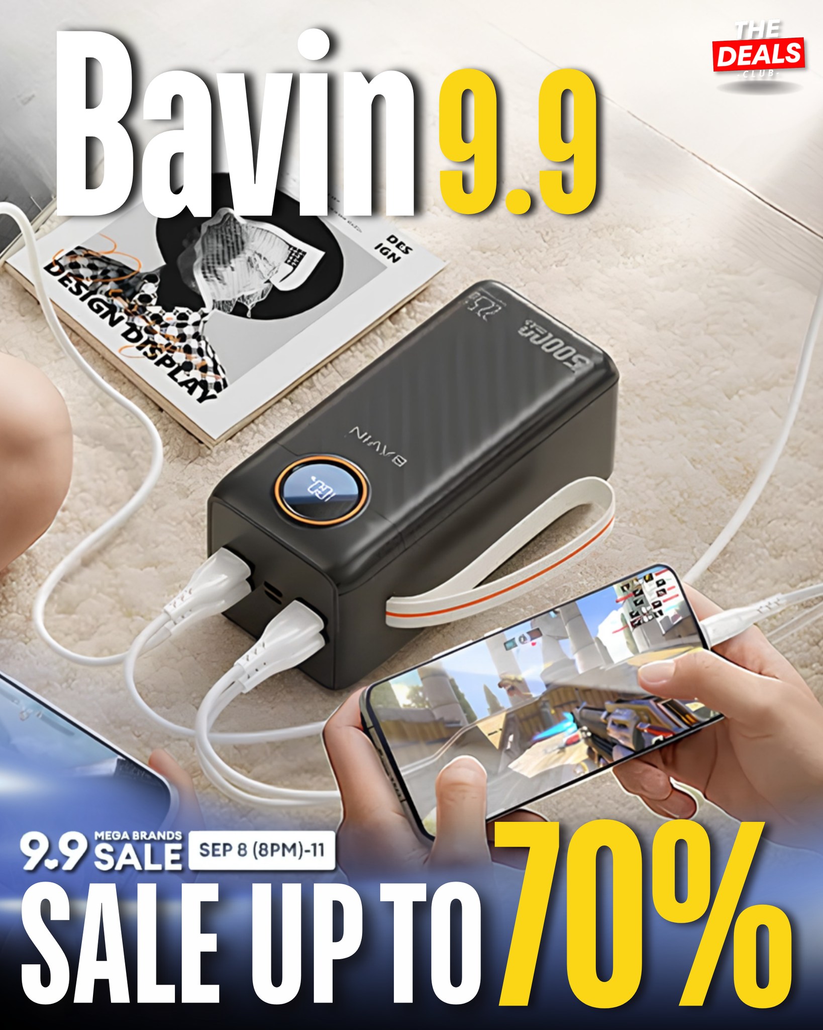 The Deals Club Facebook ad: BAVIN 9.9 Tech Deals!