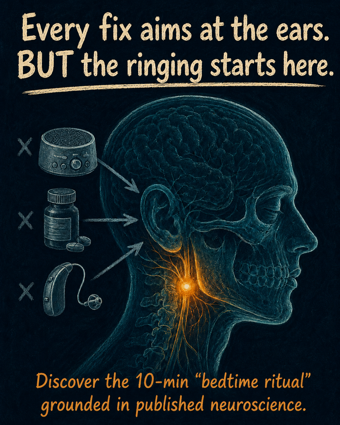 The Silence Institute Facebook ad: The body part NOBODY checks for tinnitus (it's not the ears)