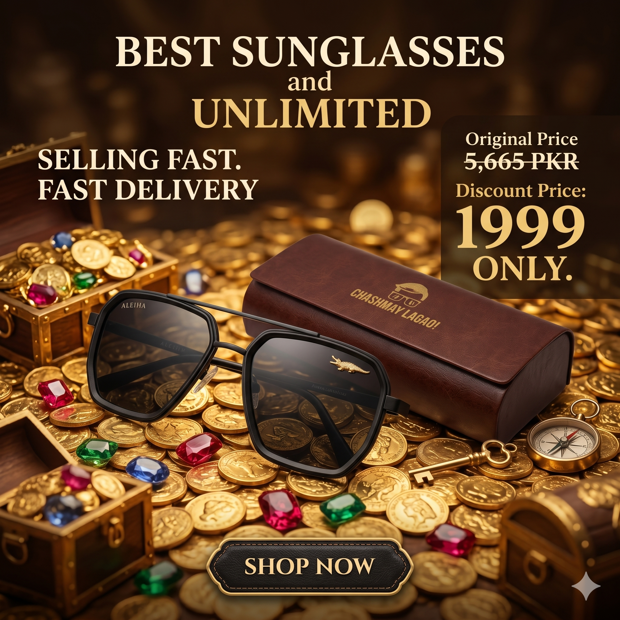 Chashmay Lagao Facebook ad: Luxury Sunglasses, Only 1,999 PKR