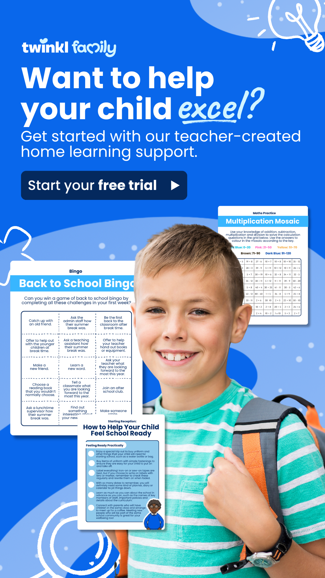 Twinkl Family Facebook ad: Free trial