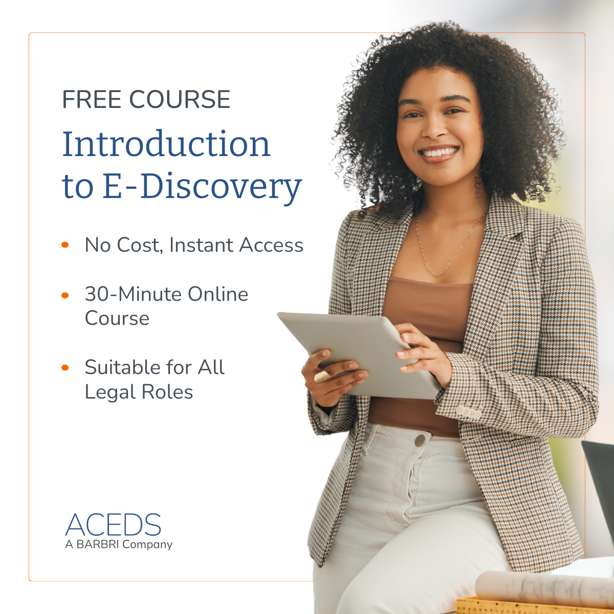 ACEDS Facebook ad: Learn the basics of e-discovery, at no charge
