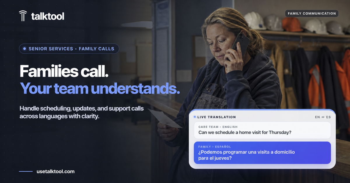 TalkTool - Real-Time Call Translations Facebook ad: AI Phone Call Translation for Businesses | TalkTool