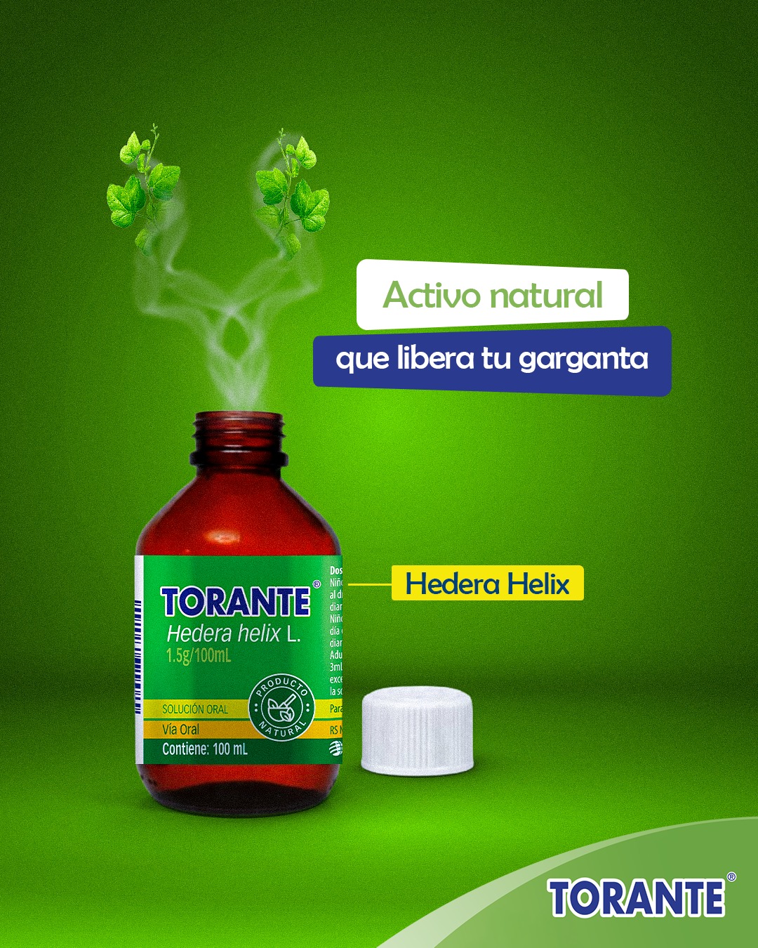 Torante Perú Facebook ad: Hedera Helix, el extracto natural de hiedra, trabaja…