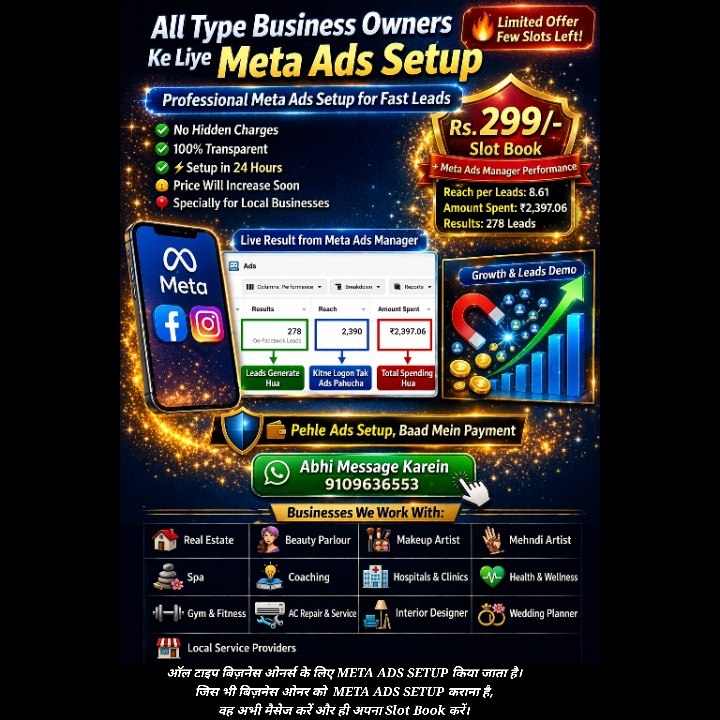 Digirajpro Meta Ads course Facebook ad: Chat ₹299 Mein Meta Ads Setup, Daily Sirf 5 Slots Baaki…