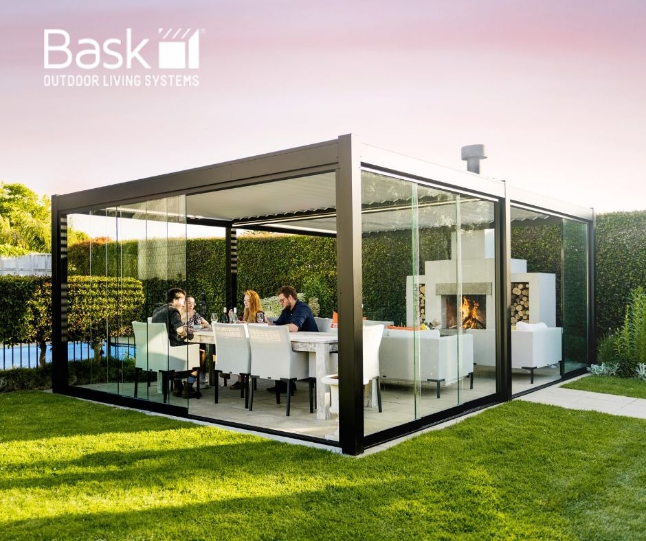 Bask Outdoor Living Facebook ad: Enjoy outdoor living all year round