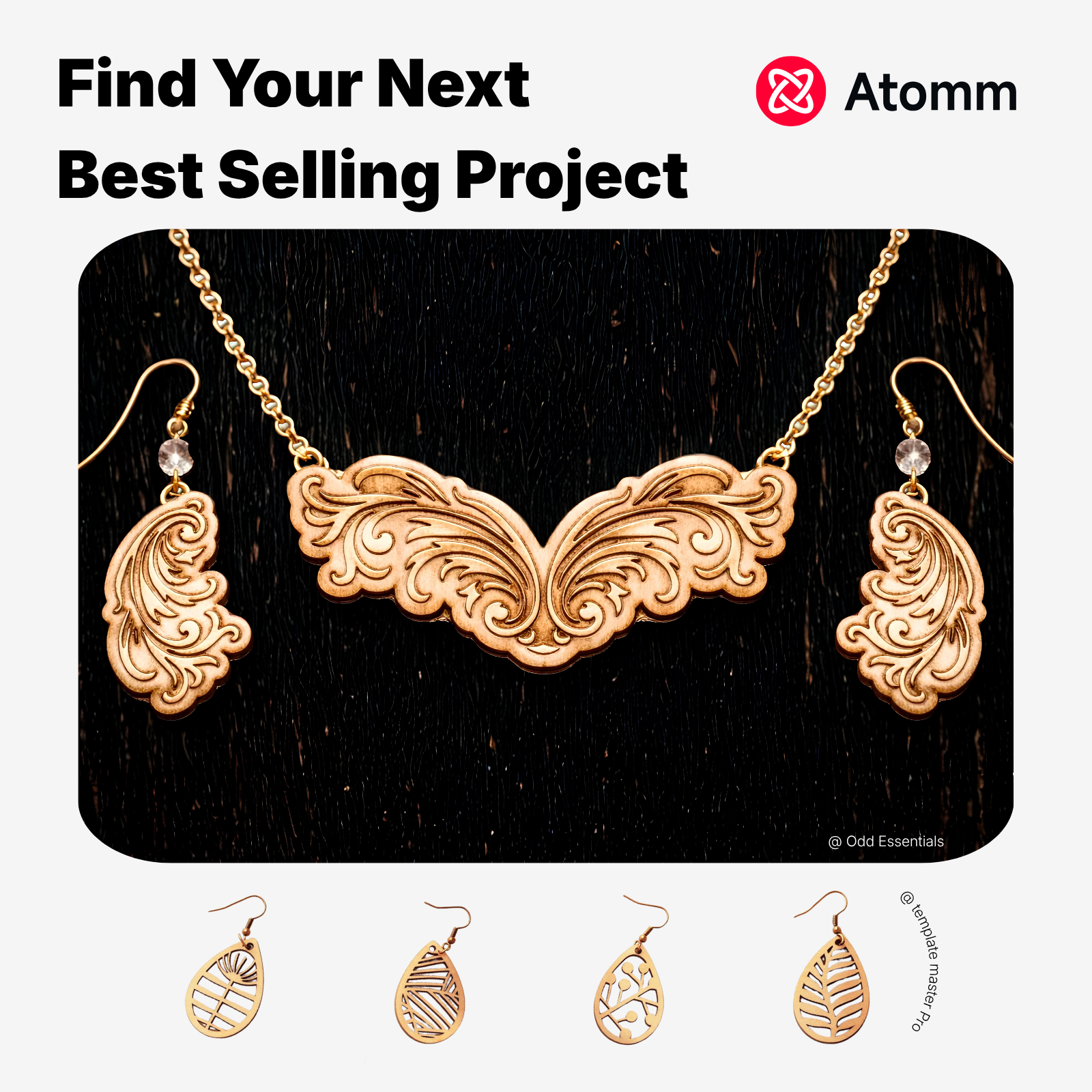 Atomm Facebook ad: Filigree necklace and earring sets, one of the…