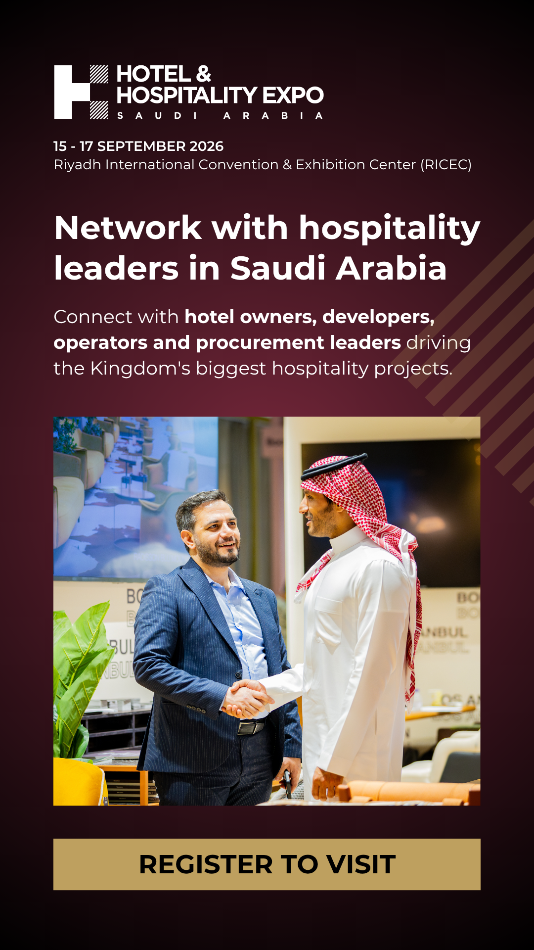 Hotel & Hospitality Expo Saudi Arabia Facebook ad from Jul 23, 2026