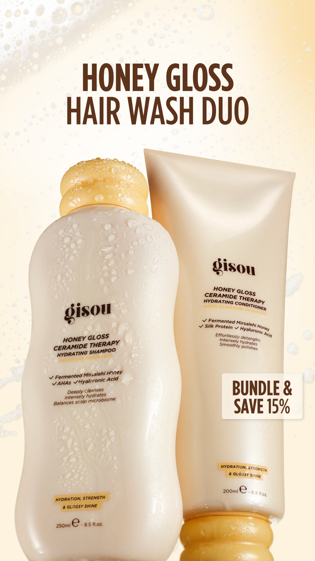 Gisou Facebook ad: Honey Gloss Ceramide Therapy Hydrating Shampoo &…