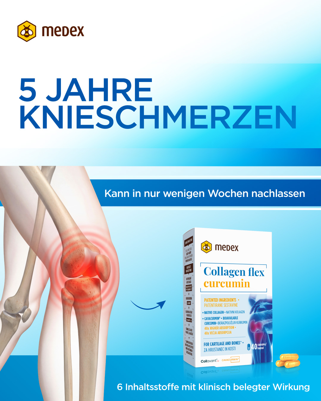 Medex Deutschland Facebook ad: Weniger Beschwerden. Mehr Bewegung.
