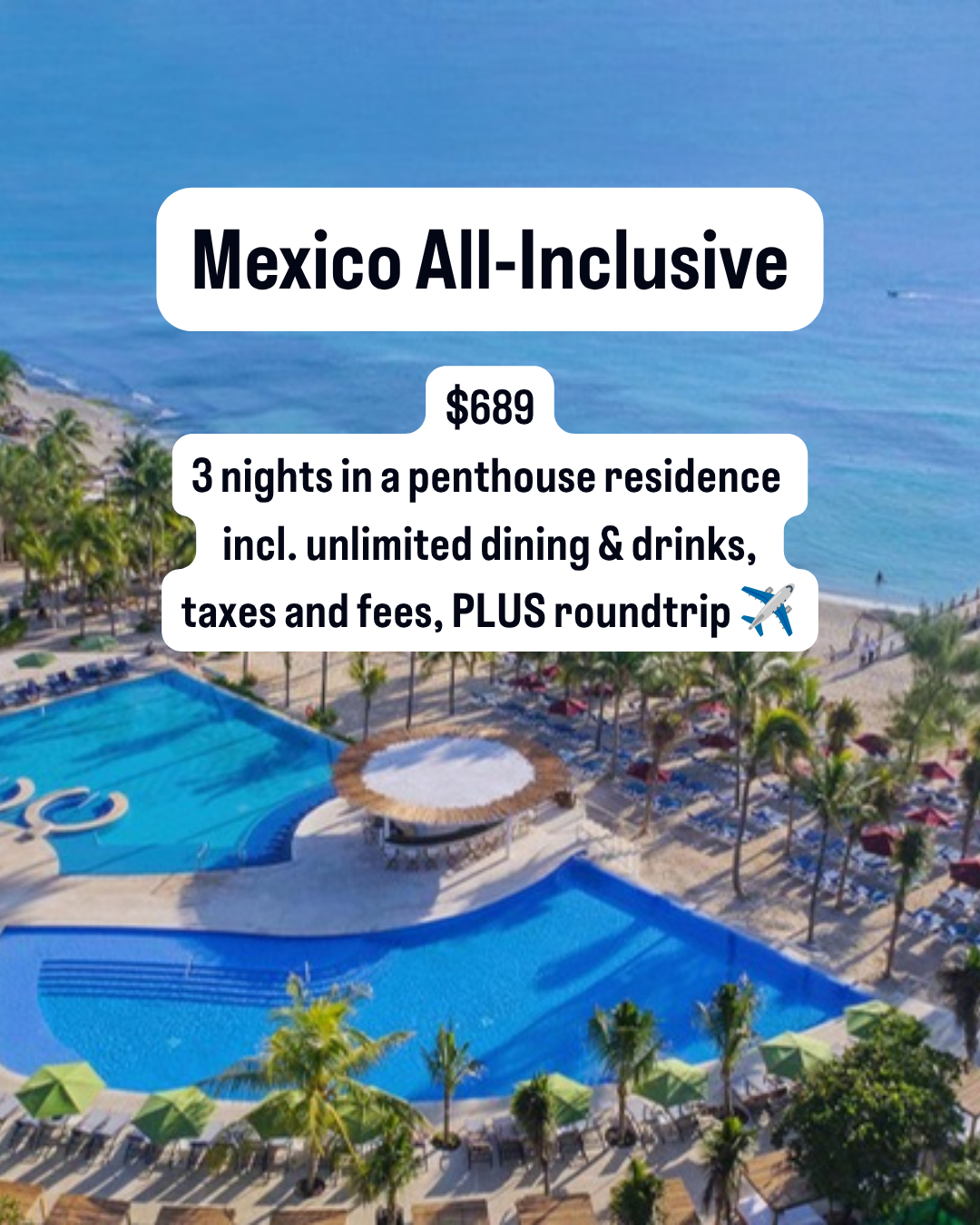 Travelzoo Facebook ad: Mexico penthouse w/ flights, $689