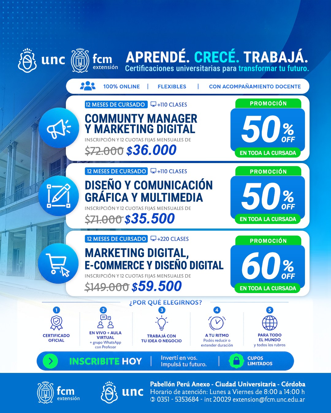 Marketing Digital Ecommerce FCM UNC Facebook ad: Transformá tu futuro digital con la UNC