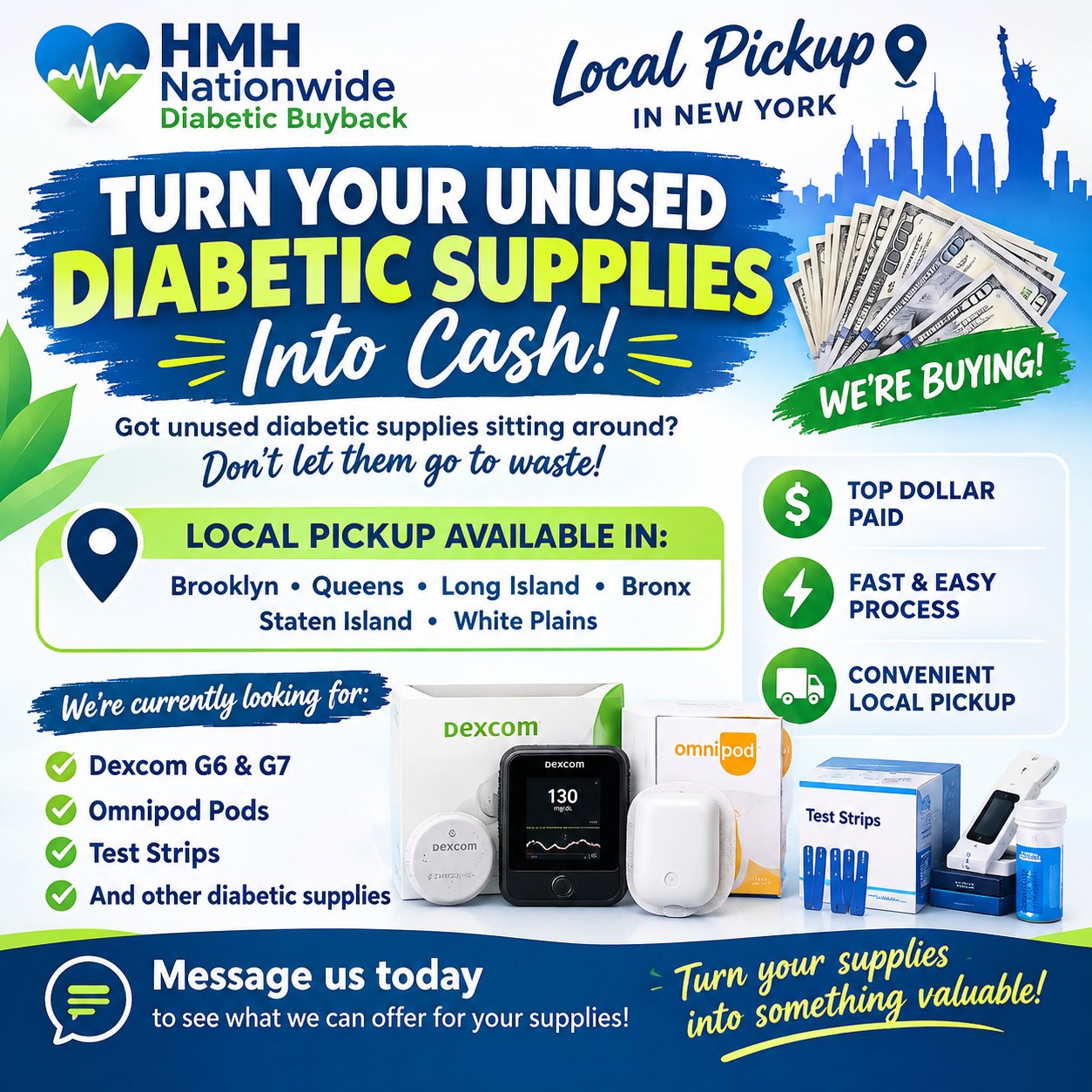 HMH Nationwide Diabetic Buyback Facebook ad: Sell Your Diabetic Supplies Today!
