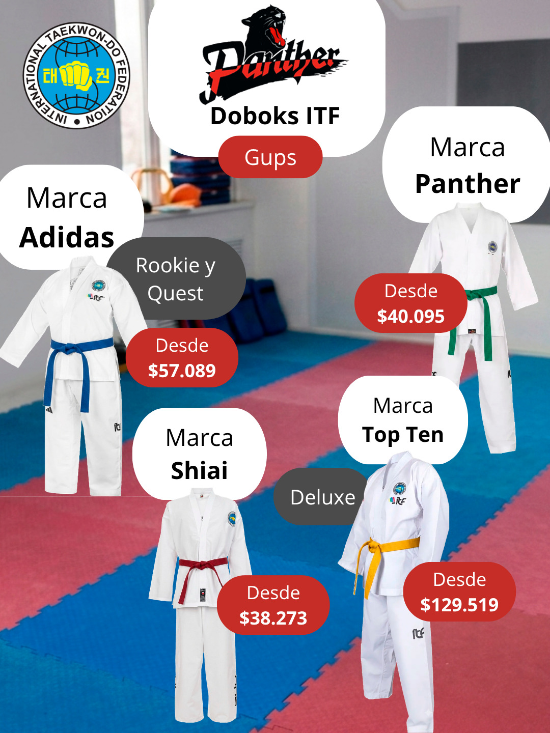 panthermaok Facebook ad: Conocé todos nuestros doboks para Taekwondo ITF!