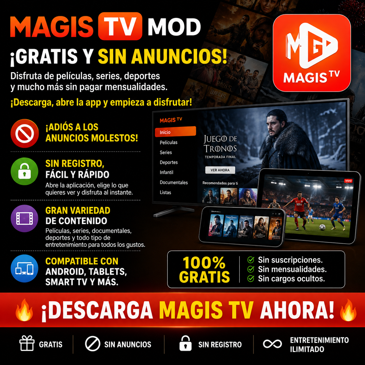 Rebortfrontrend Sebrengflo Facebook ad: ¡Magis TV MOD: películas, series y entretenimiento gratis…