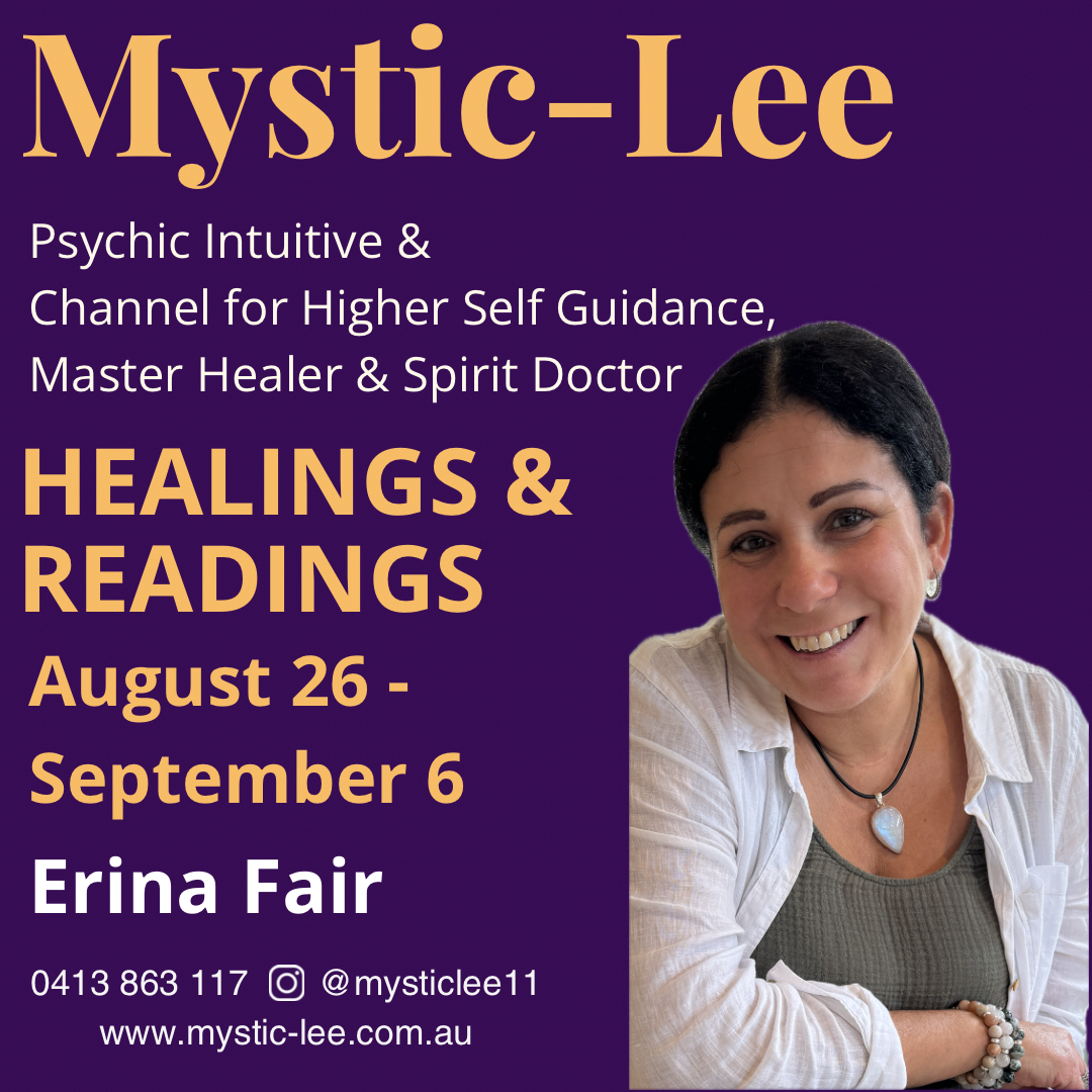 Mystic-Lee Facebook ad: Mystic-Lee LIVE at Erina Fair - August 26 to September 6th!