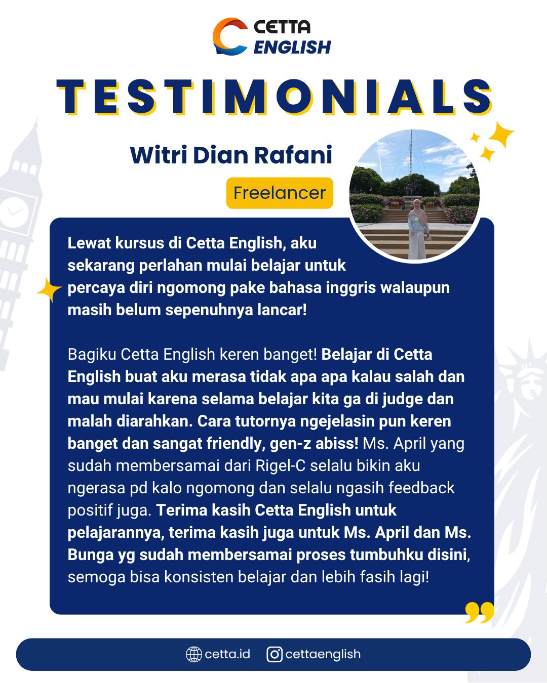 Cetta Bahasa Inggris Facebook ad: Investasi yang paling masuk akal hari ini bukan…