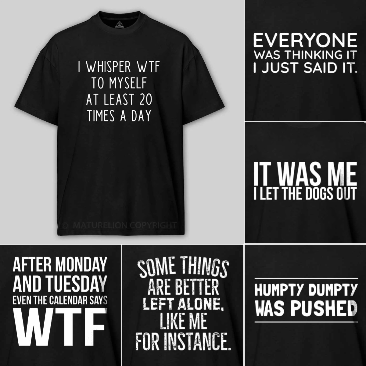 Maturelion Funny Clothing Facebook ad: Wear your sense of humor.