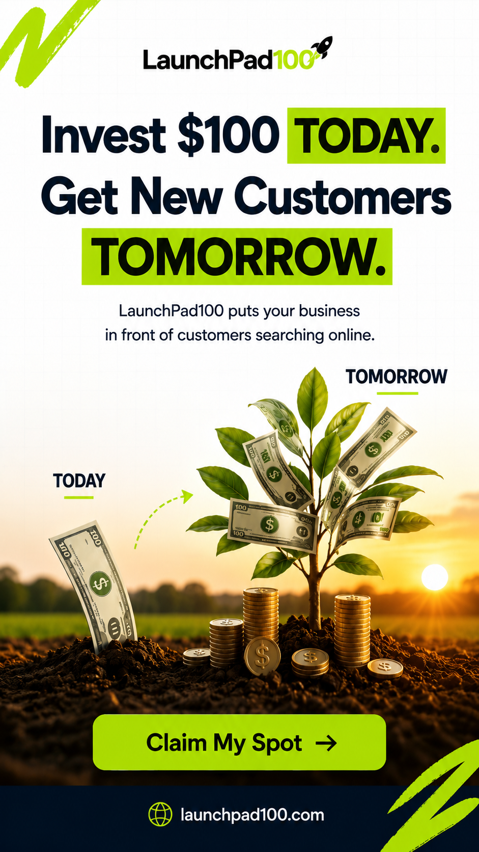 LaunchPad100 Facebook ad from Aug 7, 2026