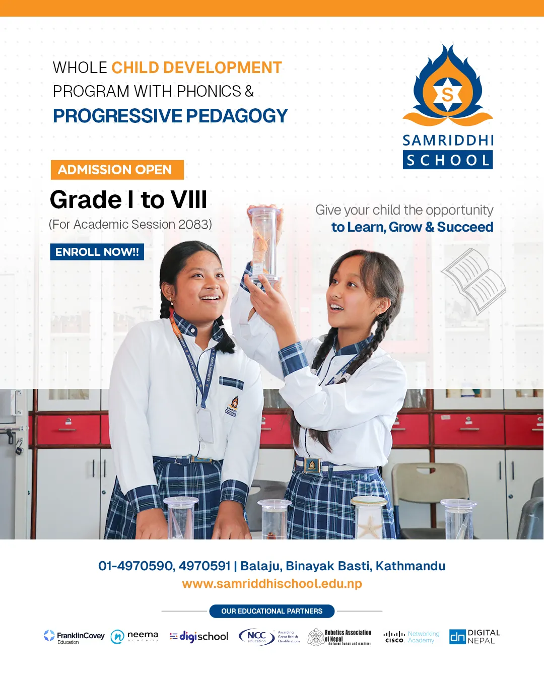 Samriddhi School Facebook ad: Enroll Now: Admissions Open for Grade 1 to…