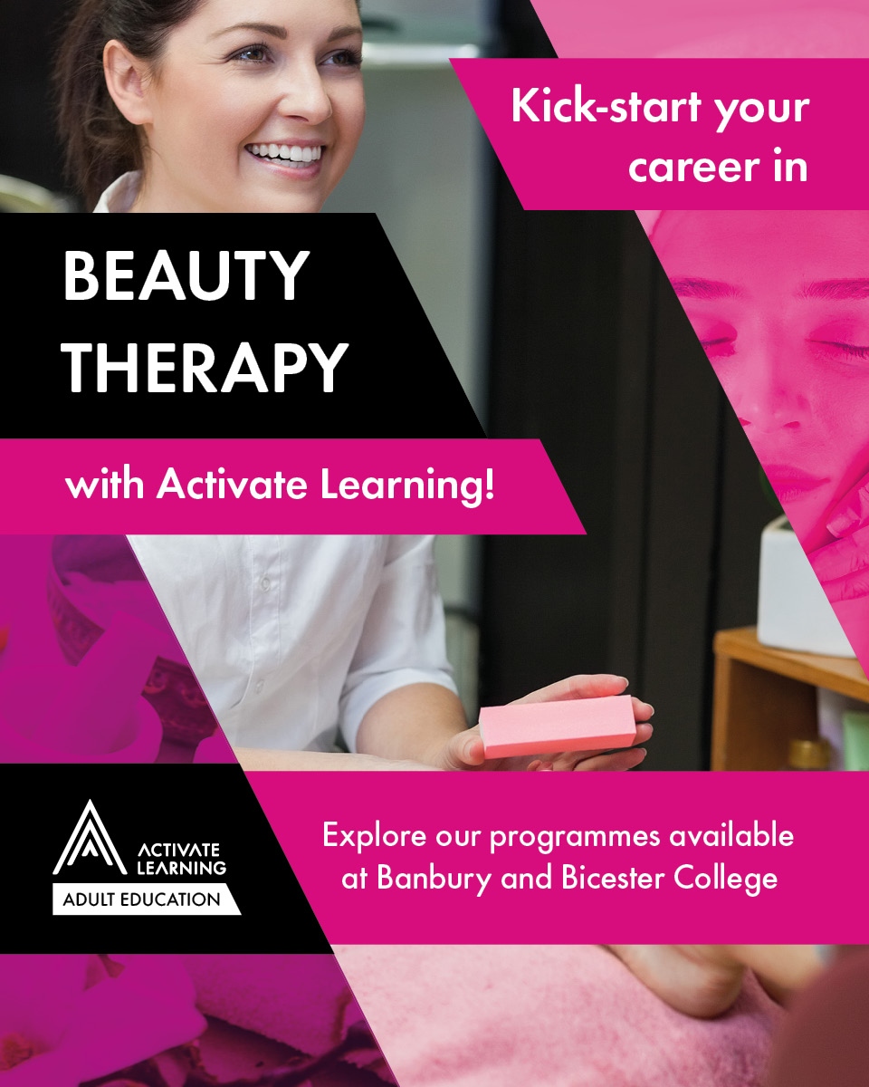 Banbury and Bicester College Facebook ad: Beauty Therapy in Banbury
