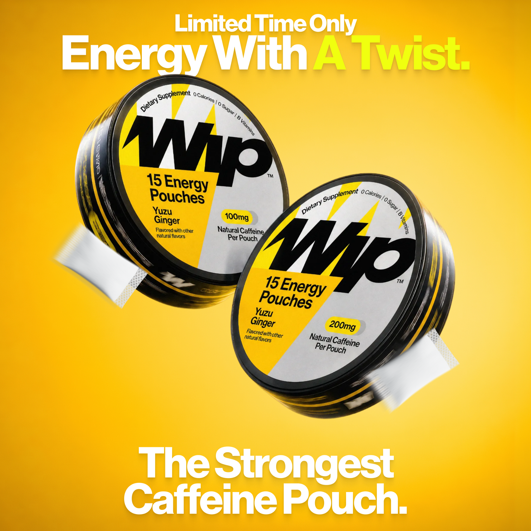 Wip Energy Facebook ad: Caffeine in a Pouch