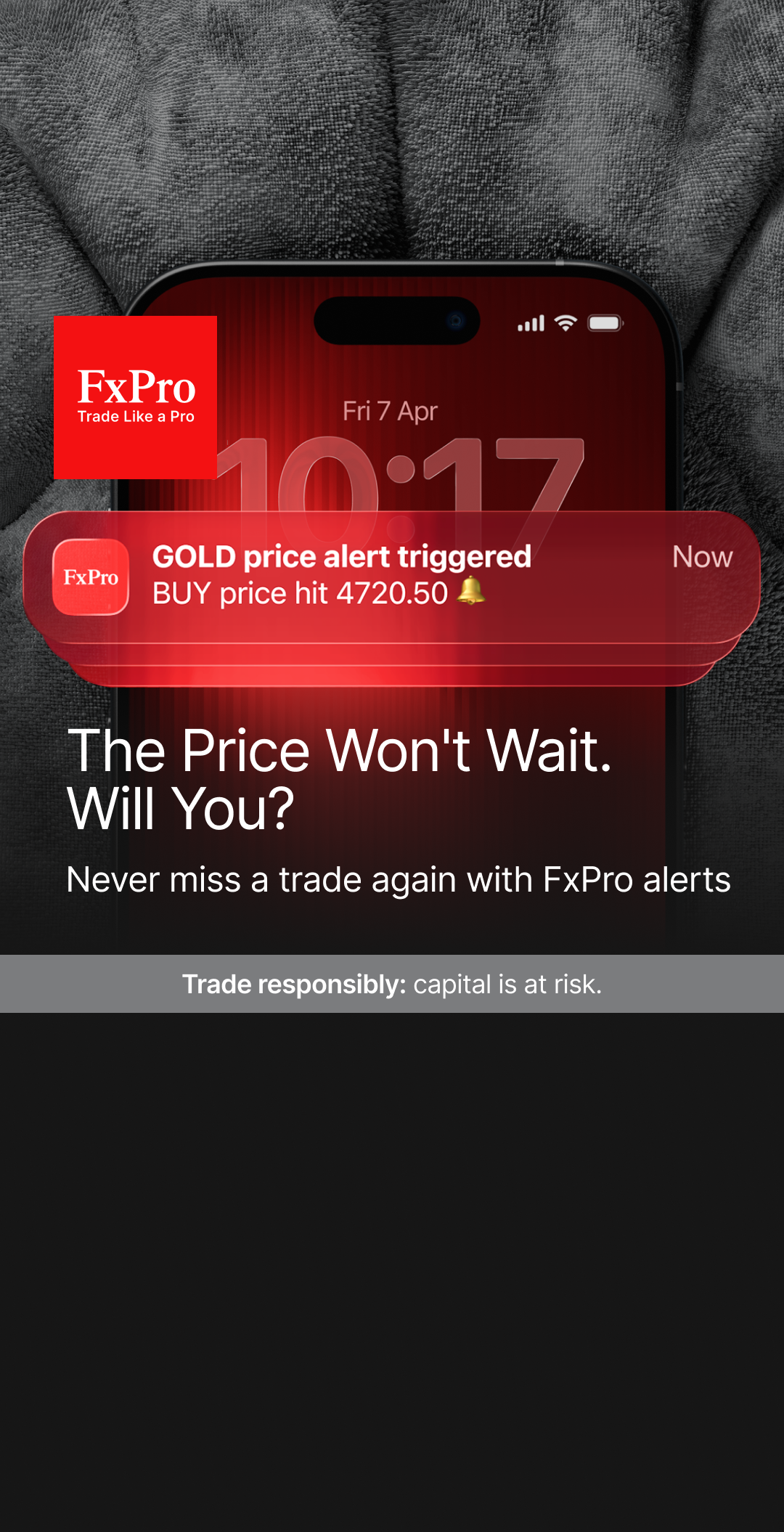 FxPro Invest Facebook ad: FxPro App Alerts Are Live