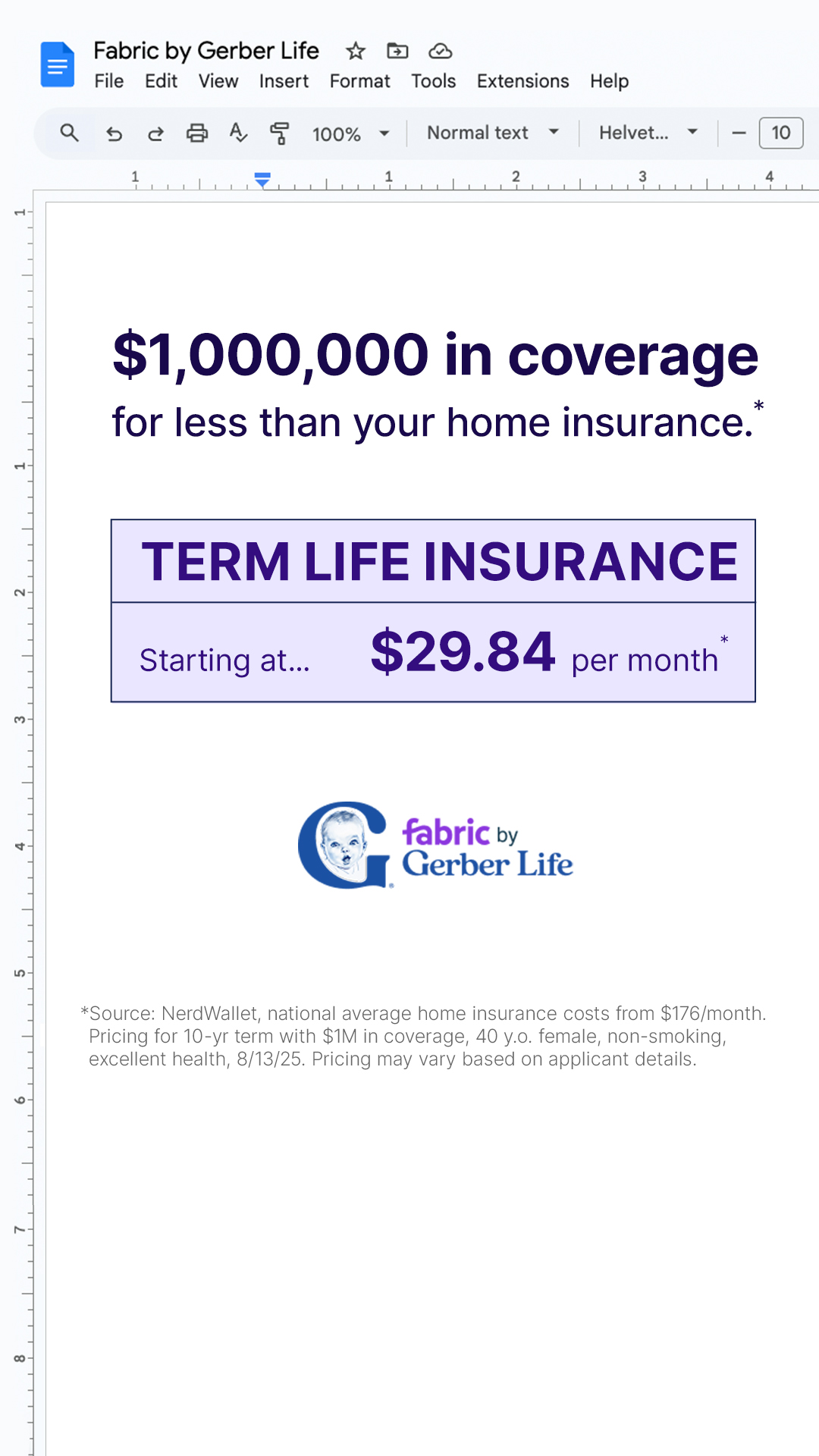Fabric by Gerber Life Facebook ad