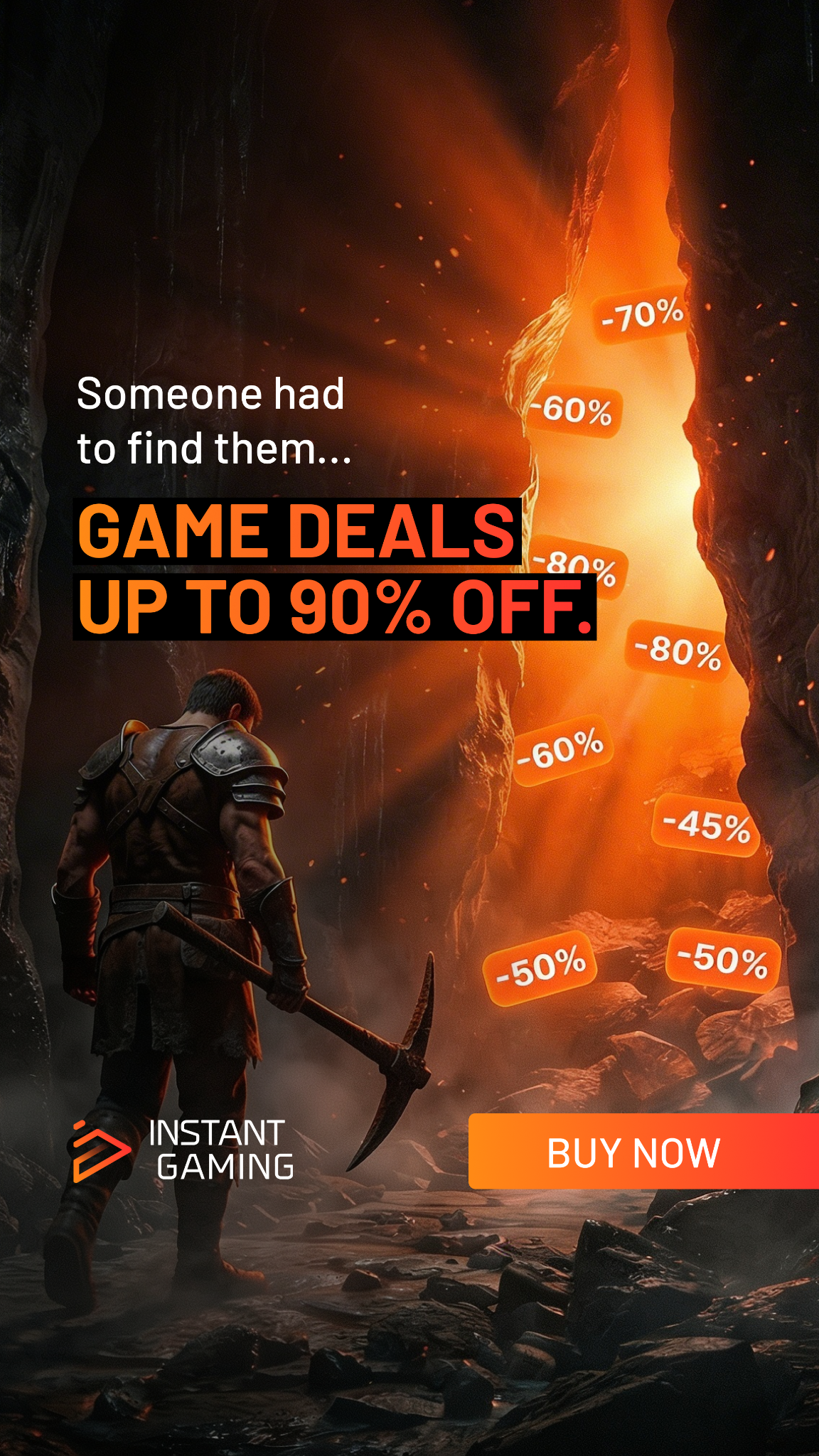 Instant Gaming Facebook ad: Play Smart. Pay Less.