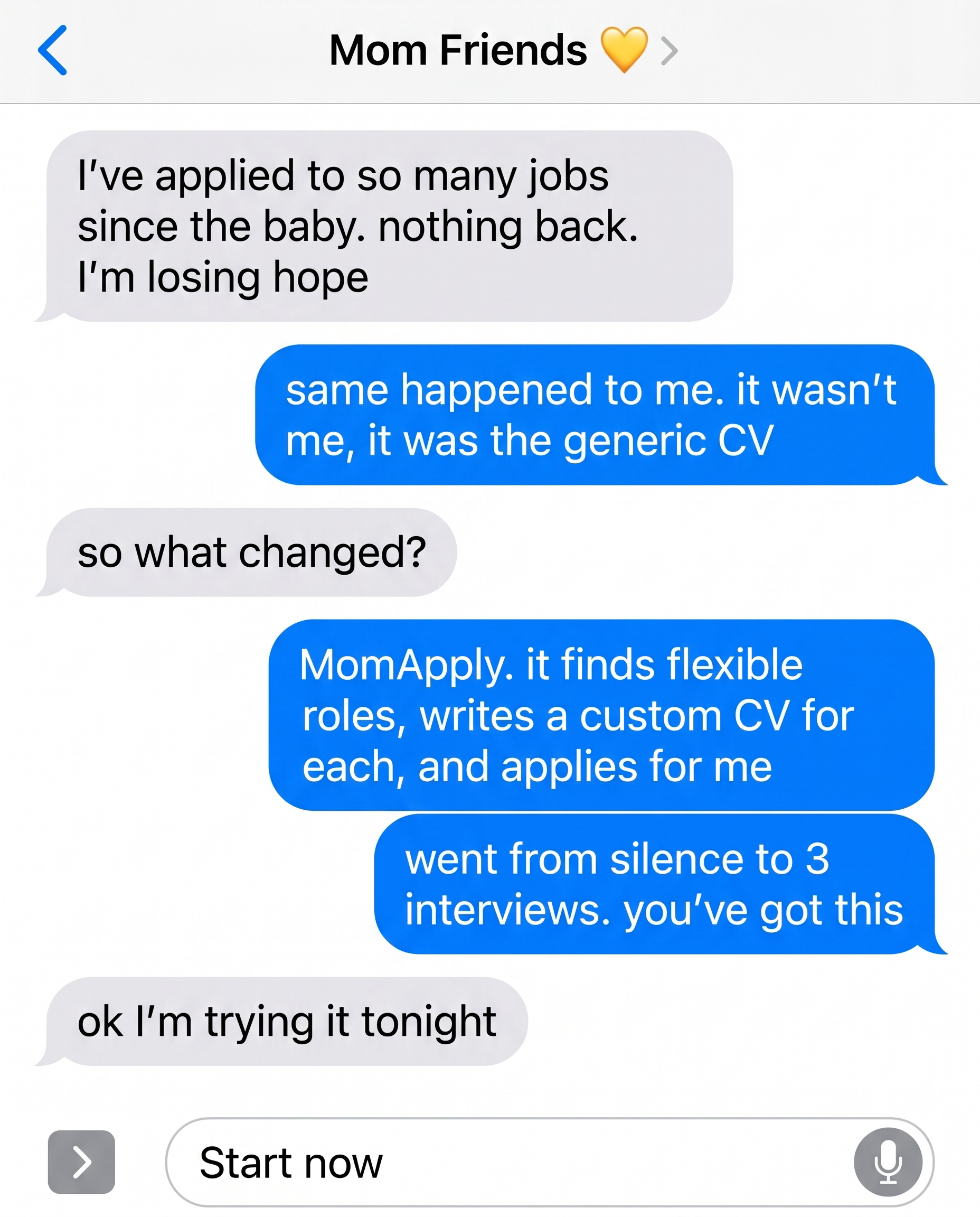 Moms Work Club Facebook ad: Be a Present Mom AND Get Hired
