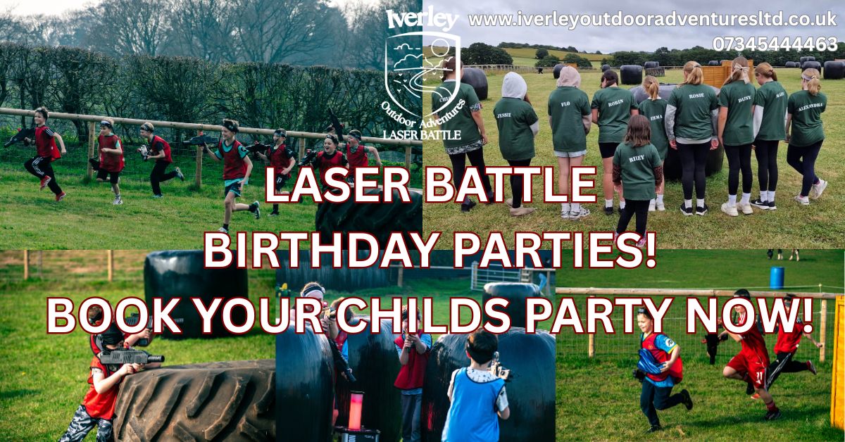Iverley Outdoor Adventures Facebook ad: LASER BATTLE PARTY!