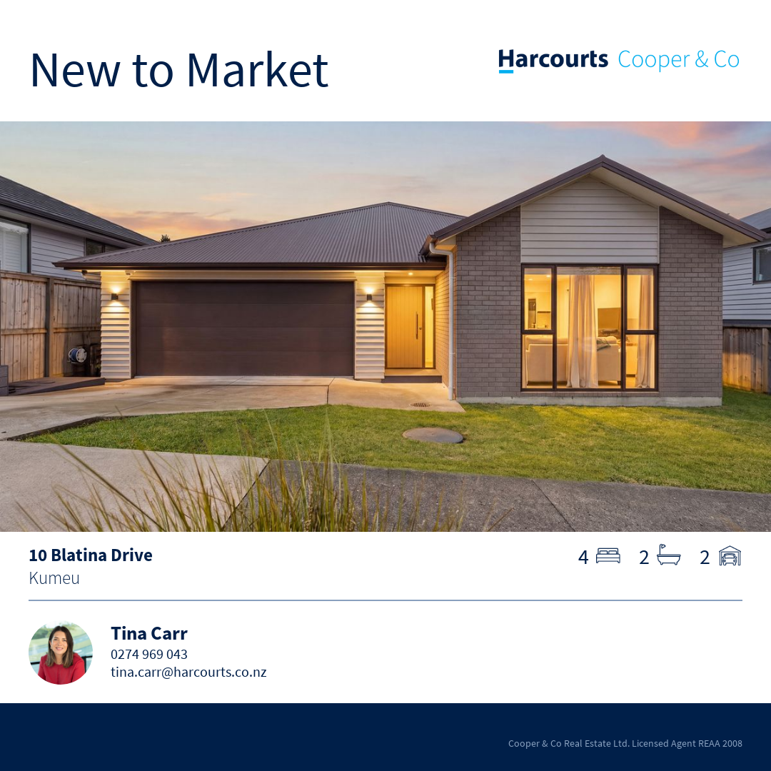 Tina Carr Real Estate - Harcourts Cooper & Co Facebook ad: 10 Blatina Drive, Kumeu