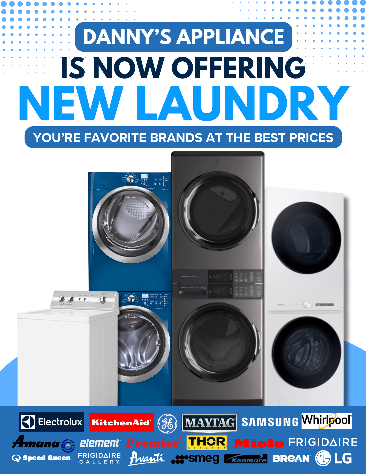 Danny's Appliance Sales, Service & Parts Facebook ad: Over 500+ appliances in stock ready to go!