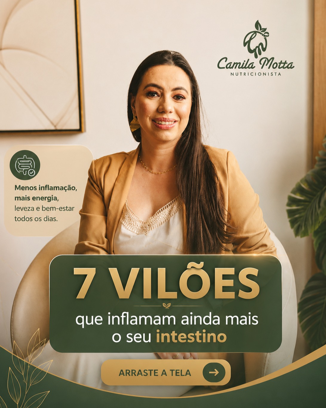 Camila Motta - Nutricionista Esportiva Funcional Facebook ad: Intestino inflamado não fica calado.