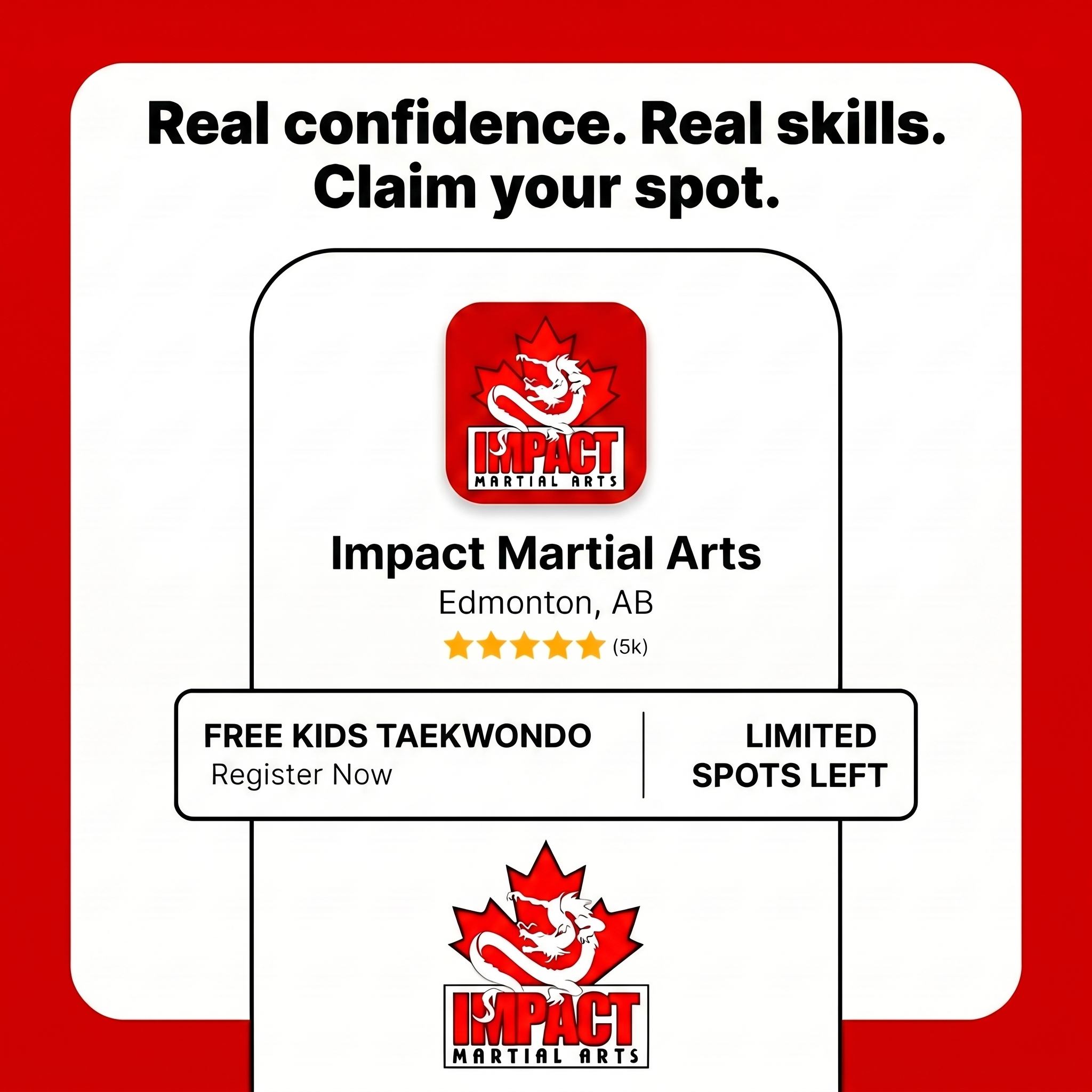Impact Martial Arts Facebook ad