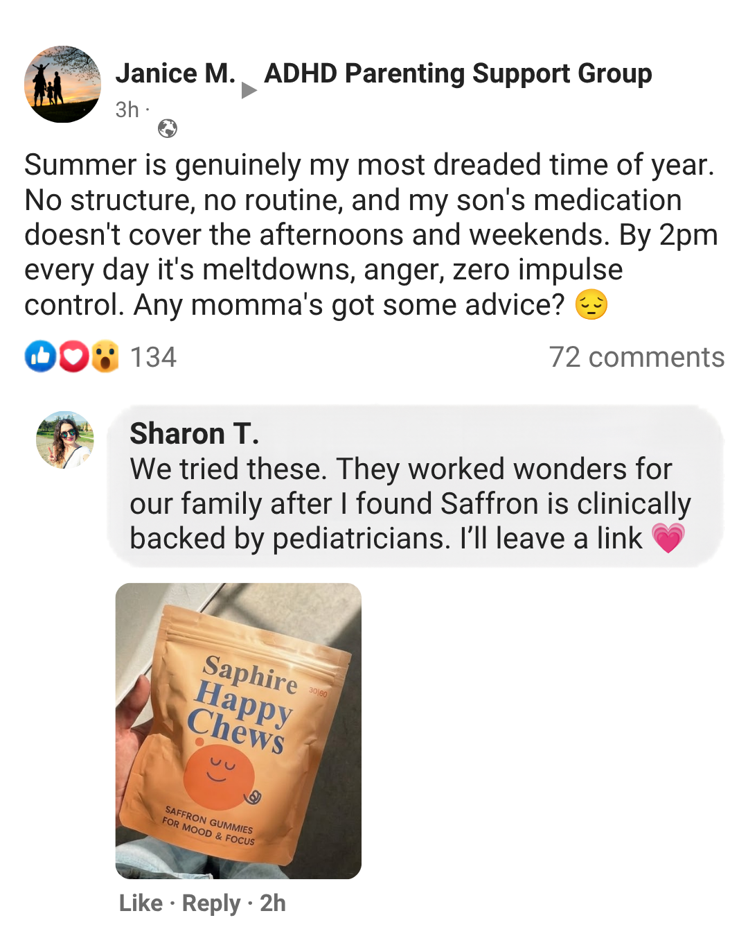 The Natural Parent Facebook ad