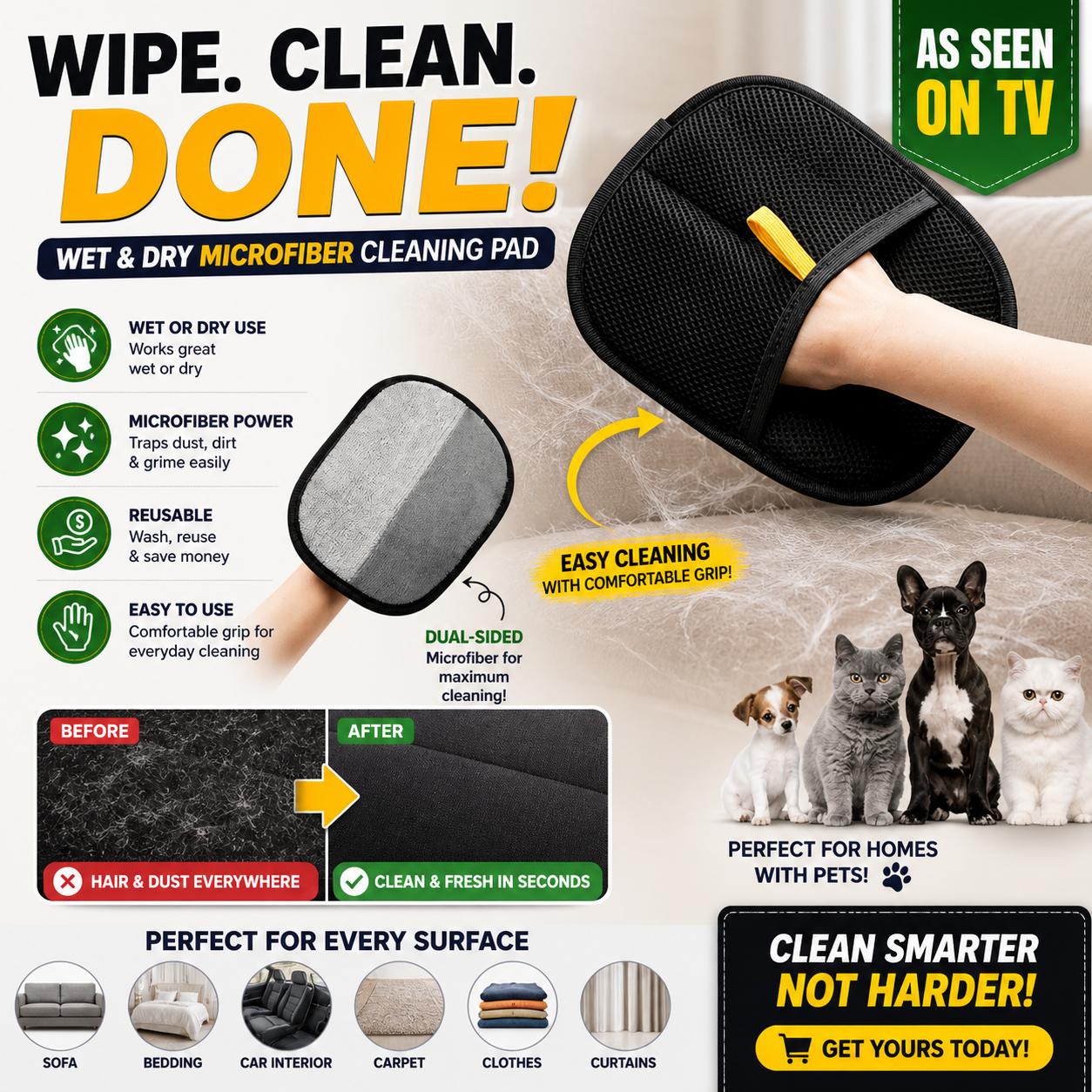 Gracengrey Facebook ad: Pet Hair Removal Gloves