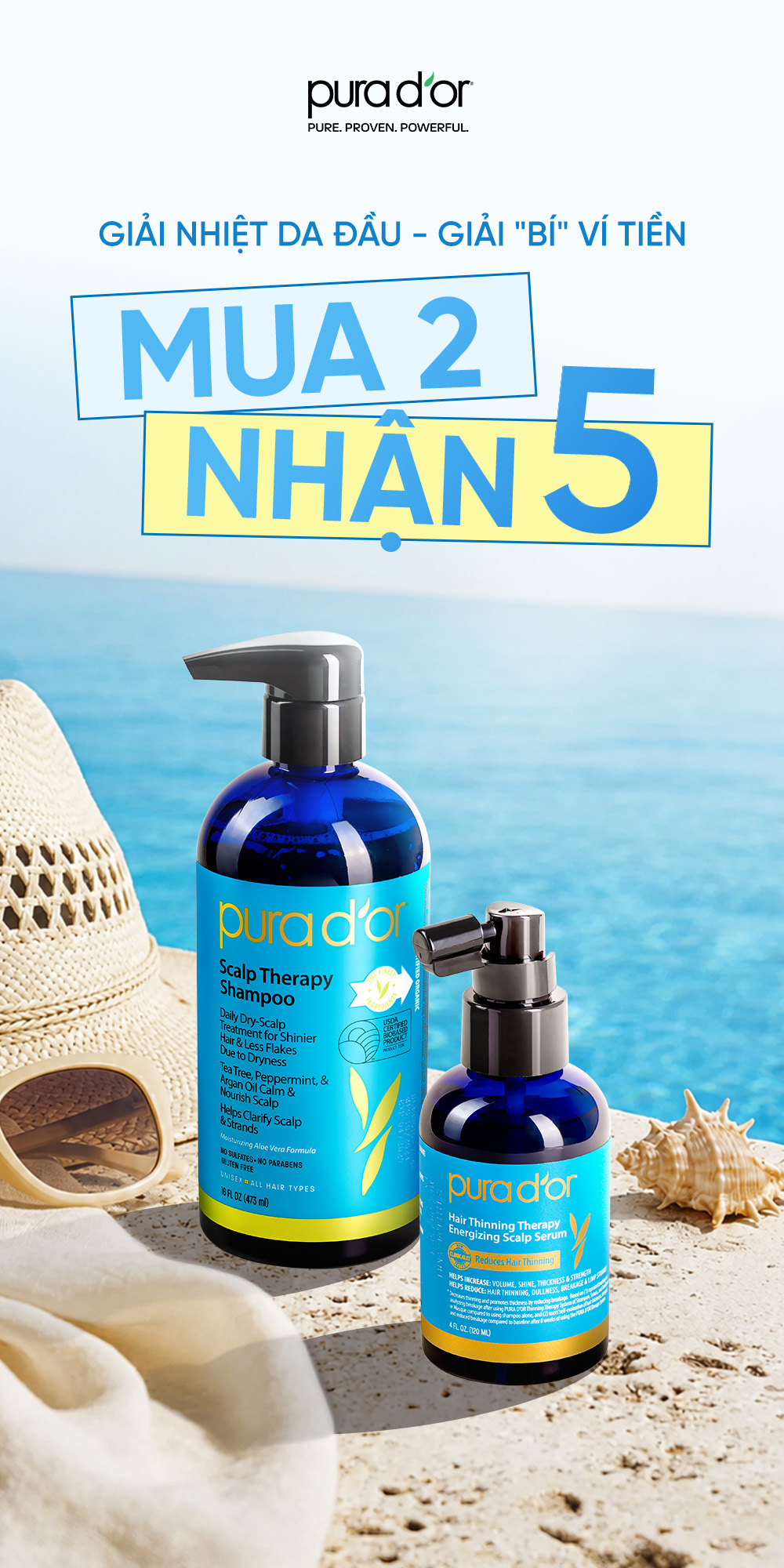 PURA D'OR Vietnam Facebook ad: DA ĐẦU ĐỔ DẦU, TÓC BẾT XẸP SUỐT…