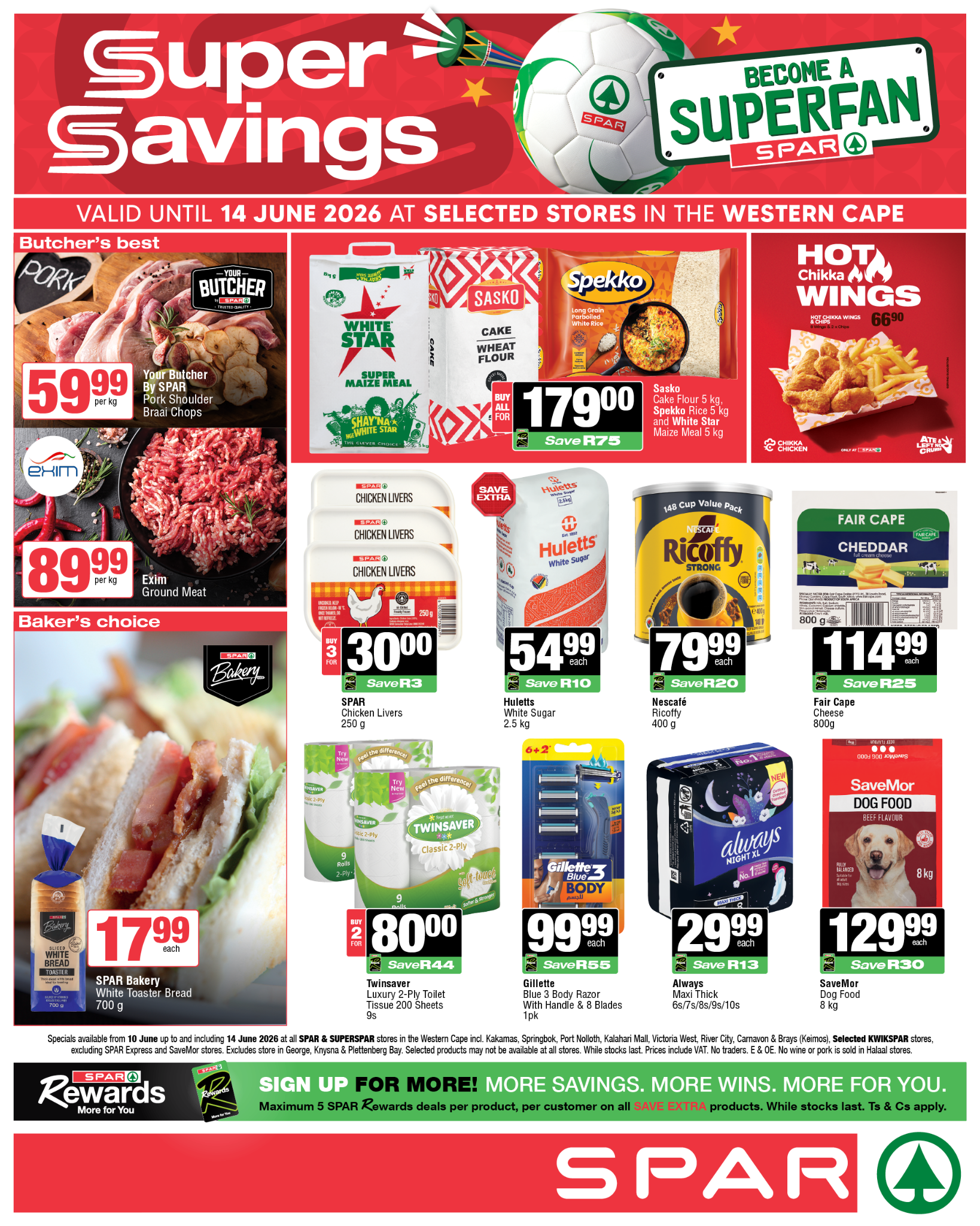 SPAR Western Cape Facebook ad: Kick off with SUPER SAVINGS, like these deals…