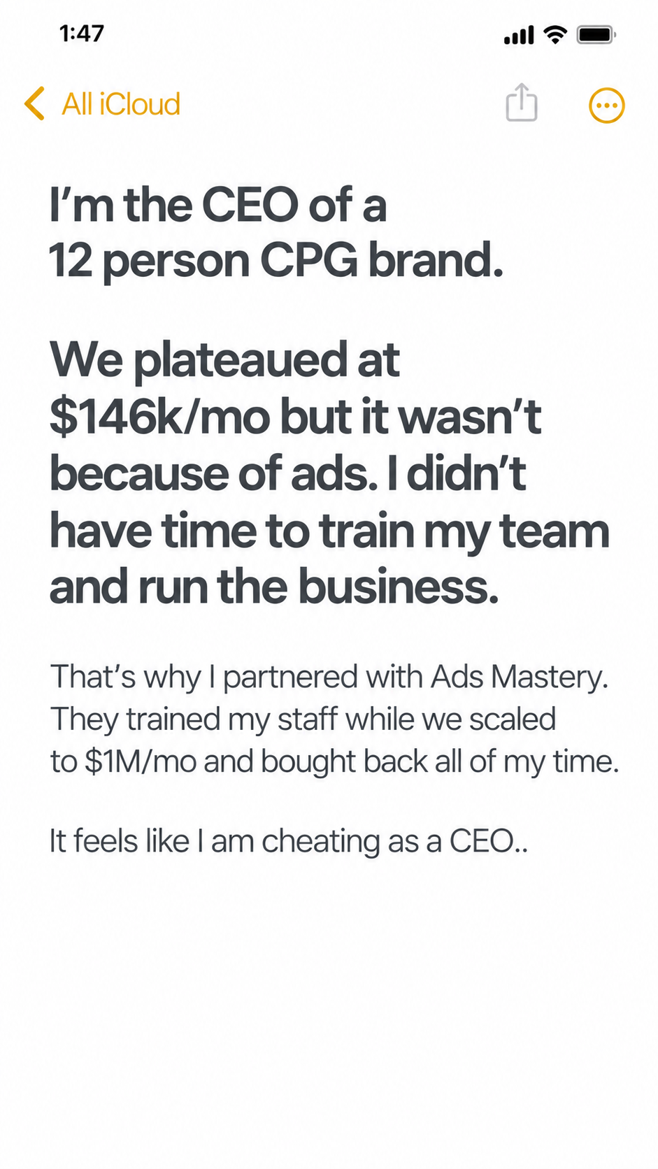 Chase Chappell Facebook ad: Trusted by 714+ Shopify Brands